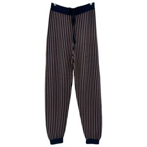 A.P.C. Lucy Striped Jacquard Knit Track Pants in Navy Stripe Size XL